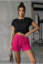 Pink Relaxed/Flexible Knitted Shorts & Bermuda