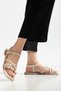 Women's Beige Cream Bead Detailed Elegant Casual Sandals - 5