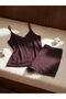 Lcw Dream Brown V-Neck Tulle Detail Women's Shorts Pajamas Set