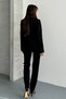 Women's Two-Piece Suit Blazer Jacket Pants - Stylish Black Suit with Button and Pleat Detailing - 7