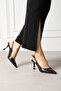 Luna Brown Croco Open Back Thin Heeled Shoes - 3