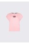 Taş Logo Detaylı Pembe Basic Tişört - 5