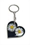 Gld-Spt- Daisy Heart (72624) Epoxy Keychain-Black - 2