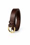 Women's Brown Faux Leather Belt with Gold Buckle, Minimalist, Stylish, Casual, Classic Dress Belt - 3