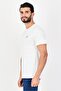 Men Crew Neck Short Sleeve Embroidered Logo T-Shirt, White - 2