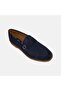 Men's Navy Blue Metal Detailed Suede Loafer - 7