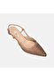 Women's Tan Laser Cut Pointed Toe Leather Heeled Shoes - 7