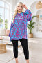 Plus Size Loose Tunic – Floral Pattern, Tie at the Neck, Stylish & Comfortable Breathable Fabric