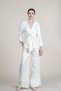 Women's Summer Cream Jacket Collar Buckle Detailed Suit Stylish Daily Comfortable Two-Piece 1304