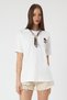 Cotton Relaxed Fit T-Shirt with Embroidery and Shawl Detail # 8364 - 6