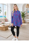 Plus Size Women's Tunic – Floral Pattern, Loose Fit, Tie Collar - 6