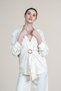 Women's Summer Cream Jacket Collar Buckle Detailed Suit Stylish Daily Comfortable Two-Piece 1304 - 2