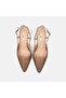 Women's Tan Laser Cut Pointed Toe Leather Heeled Shoes - 6
