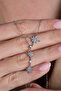 Women's Zircon Stone Row Pole Model Necklace