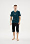 95% Bamboo New Season Men's V-Neck Capri Suit Stylish Design - 2