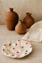 4 Pieces of Ceramic Heart Detailed Handmade Crinkled Form Design Cake Presentation Plate - 2