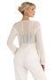 White Lace-Like Knit Tie-Detail Cotton Women's Cropped Cardigan - 6