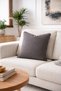 2-Piece Linen Look Cushion Cover with Zipper Modern Decorative Pillowcase Anthracite - 2