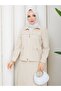 Alina Zippered Suit with Stone Buttons and Skirt - 4