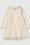 Ecru Ruffle Detailed Collar Lined Tulle Skirted Long Sleeve Dress Model Code: 4Jacgv02J0R2 - 2