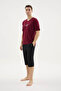 95% Bamboo New Season Men's V-Neck Capri Suit Stylish Design - 5