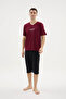 95% Bamboo New Season Men's V-Neck Capri Suit Stylish Design - 3