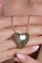 Women's Showy Curved Heart Necklace / Gold - 3