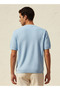 Men Regular Fit Crew Neck Short Sleeves Popcorn Textured T-shirt - 4