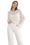 White Openwork Tasseled V-Neck Seasonal Cotton Women's Knitwear Blouse - 6