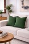 2-Piece Linen Look Cushion Cover with Zipper Modern Decorative Pillowcase Green