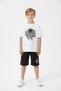 Round Neck T-Shirt and Capri Pants Astronaut Print Detailed Boys' Summer Set - 2