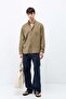 Striped Muslin Fabric Oversize Shirt Khaki - 5