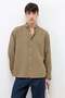 Striped Muslin Fabric Oversize Shirt Khaki - 4