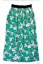 Women's Green Floral Patterned Long Skirt with Elastic Waist - Comfortable Fit - 3
