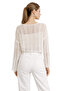 White Openwork Tasseled V-Neck Seasonal Cotton Women's Knitwear Blouse - 4