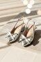 Duta Bowknot Silver (4 cm Heel) Pointed Toe Heeled Shoes - 6