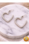 Special Design Silver Color Heart Model Stylish Hoop Earrings - 3