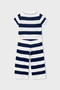 Girl's Striped Openwork Knitwear Pants and Cardigan Set - Blue - 2