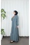 Lace Detailed Buttoned Layered Hijab Dress Petrol Hnt8596 - 5