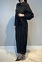 Waist-Tied Sleeves with Latex Detail Nile Dress 747 Black - 3