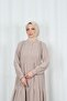 Lace Detailed Buttoned Layered Hijab Dress Mink Hnt8596 - 7