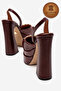 Genuine Leather Claret Red Leather Double Platform Design Open Back Women's High Heel Shoes Pachada - 4