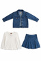Kitty Girls Sweat Shorts, Skirt and Jacket Girls' Stoned Denim Set 3-Piece - 2