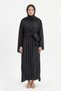 Waist-Tied Sleeves with Latex Detail Nile Dress 747 Black