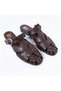 Brown Leather Women's Square Toe Sabo Slippers with Pin Detail and Buckle - 3