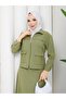Women's Hijab Double Fabric Zippered Two-Piece Set - Women's Hijab Set Jacket Skirt - 2