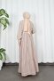 Lace Detailed Buttoned Layered Hijab Dress Mink Hnt8596 - 6