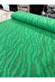 Zebra Patterned Green Burnout Velvet Tulle - Modern Dressmaking Fabric