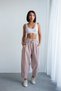 Women's Brown Striped Linen Look Balloon Trousers - 3