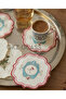 6 Linen Fabric Embroidered Coffee Side Cocktail Napkins & Coasters Serving Napkins - 2